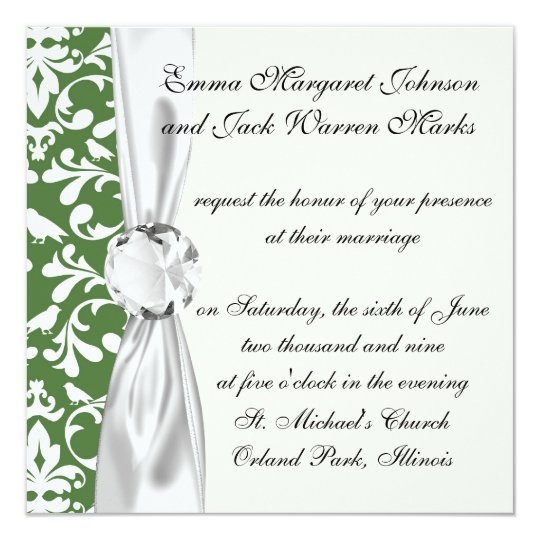 green and white bird damask pattern card