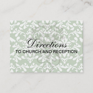 green and white bird damask pattern enclosure card