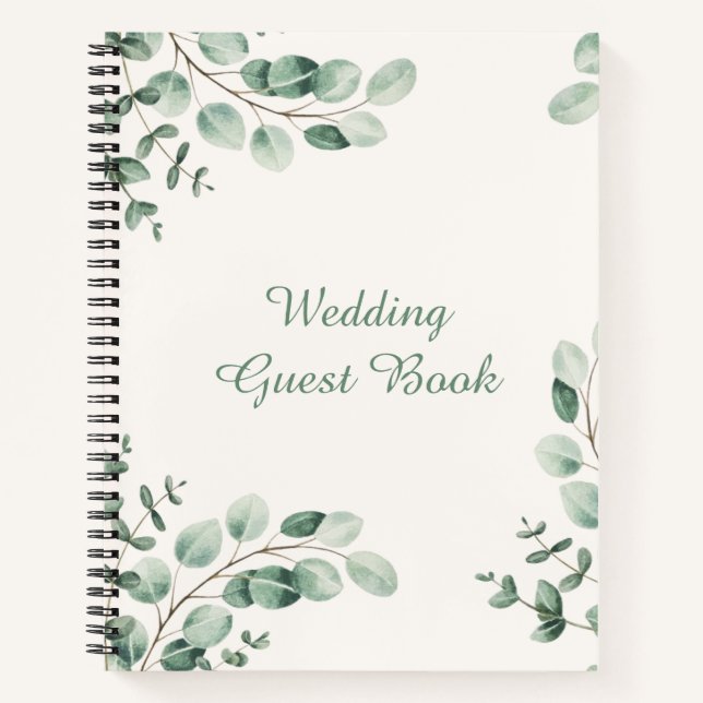 Green and White Bohemian Wedding Spiral Notebook (Front)