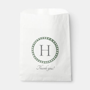 Green and White Botanical Block Print Favour Bags