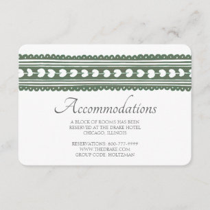 Green and White Botanical Block Print Wedding Enclosure Card