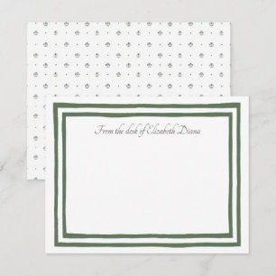 Green and White Botanical Block Print Wedding Thank You Card