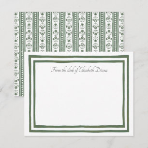 Green and White Botanical Block Print Wedding Thank You Card