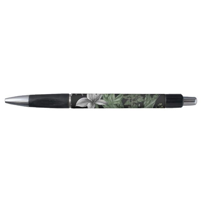 Green and White Botanical Pen (Front)