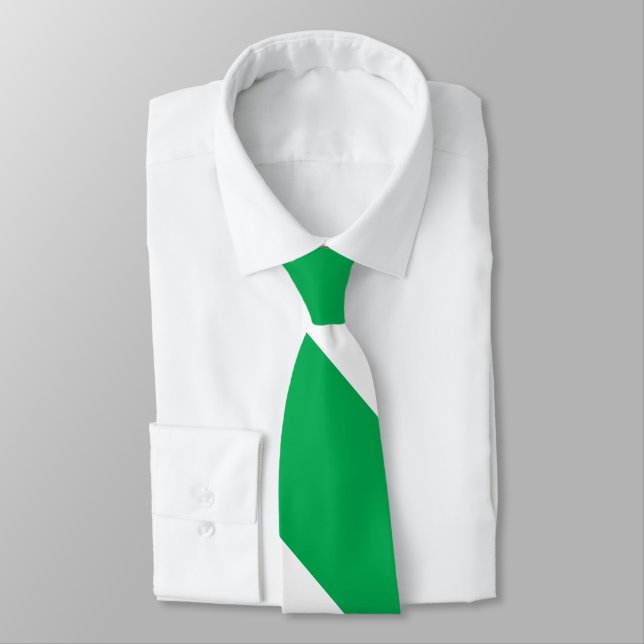 Green and White Broad University Stripe Tie (Tied)
