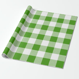 Green and White Buffalo Plaid Wrapping Paper