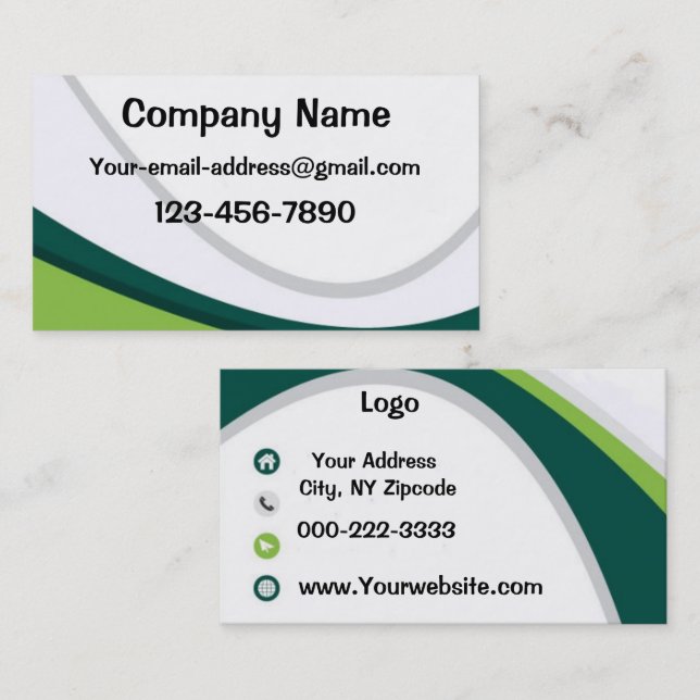Green and White Business Card (Front/Back)