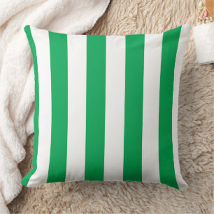 Green and White Cabana Stripes Cushion
