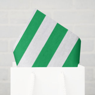 Green and White Cabana Stripes Tissue Paper