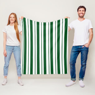 Green and White Candy Cane Stripes Fleece Blanket