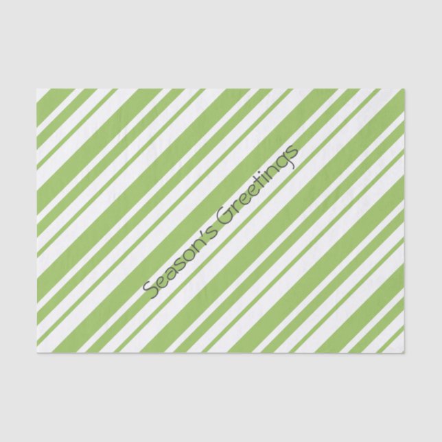 Green and White Candy Stripe Tissue Paper (Front)