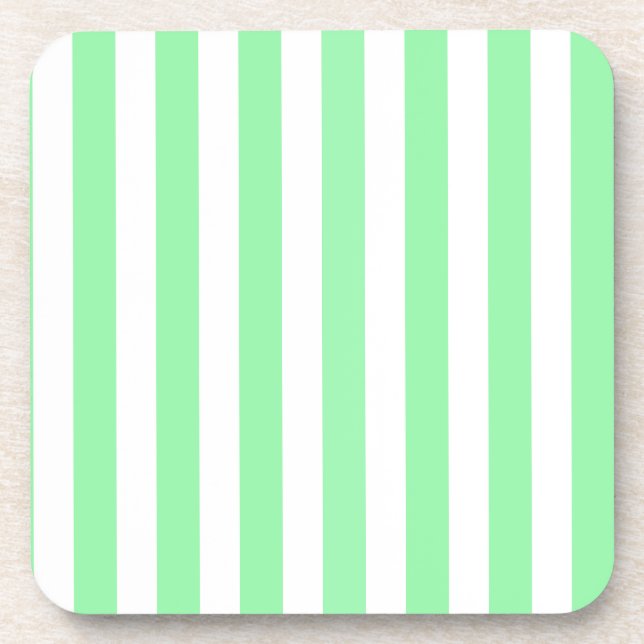 Green and white candy stripes coaster (Front)