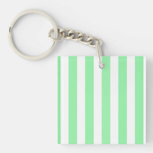 Green and white candy stripes key ring