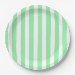 Green and white candy stripes paper plate