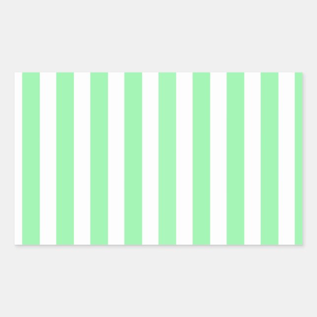 Green and white candy stripes rectangular sticker (Front)