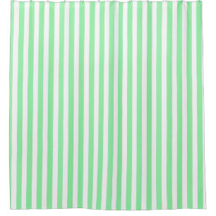 Green and white candy stripes shower curtain