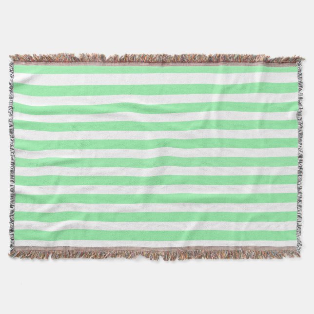 Green and white candy stripes throw blanket (Front)
