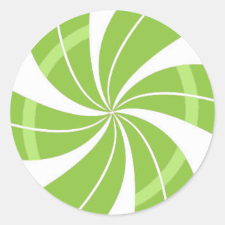 Green and white candy swirl, peppermint candy classic round sticker