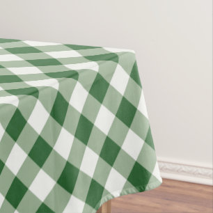 Green and White Check Gingham Holiday Christmas Tablecloth