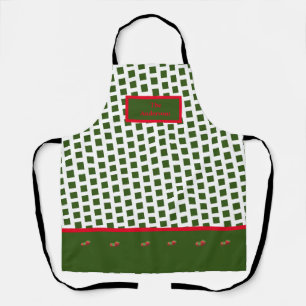 Green and White Checked Strawberry Kitchen  Apron