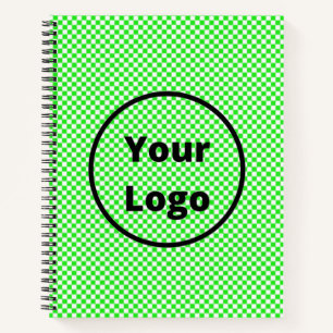 Green and white checker board pattern notebook