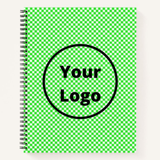 Green and white checker board pattern notebook (Front)