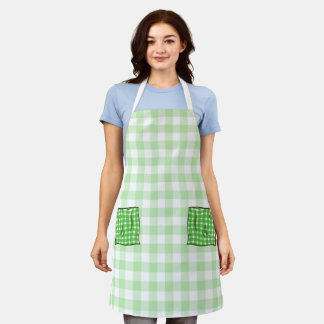 Green and White Checks Apron