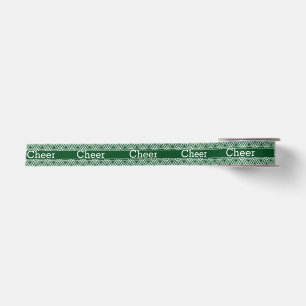 Green and White Cheer Ribbon Satin Ribbon