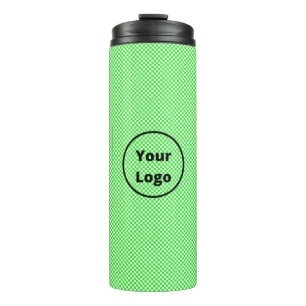 Green and white chequered board pattern thermal tumbler