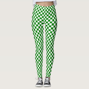 Green And White Chequered Leggings