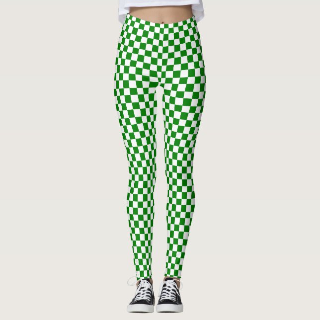 Green And White Chequered Leggings (Front)