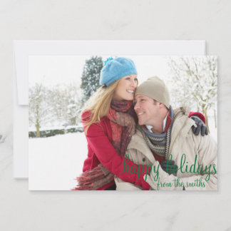 Green And White Chevron Photo Holiday Card