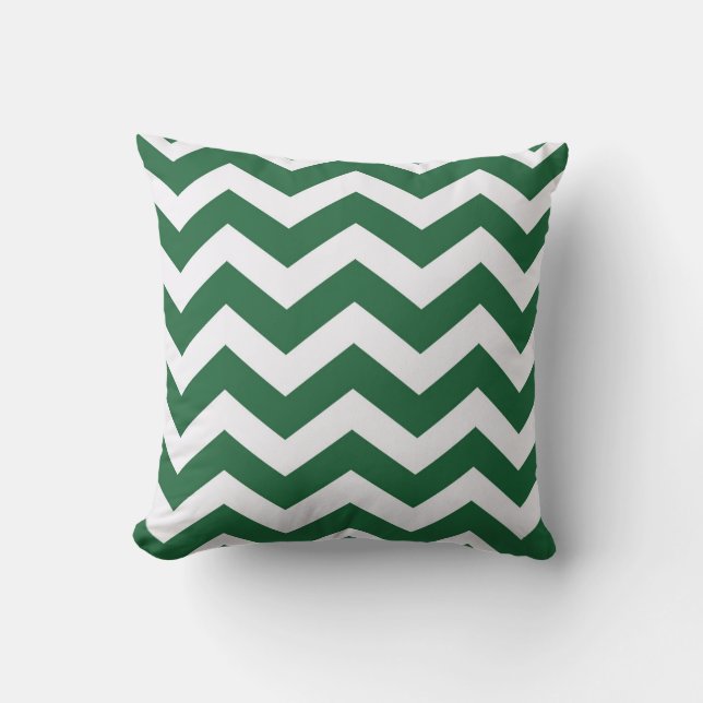 Green And White Chevron Stripes Cushion (Front)