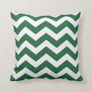 Green And White Chevron Stripes Cushion