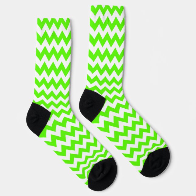 Green and white chevron stripes socks (Right)
