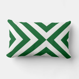 Green and White Chevrons Lumbar Cushion