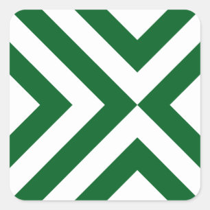 Green and White Chevrons Square Sticker