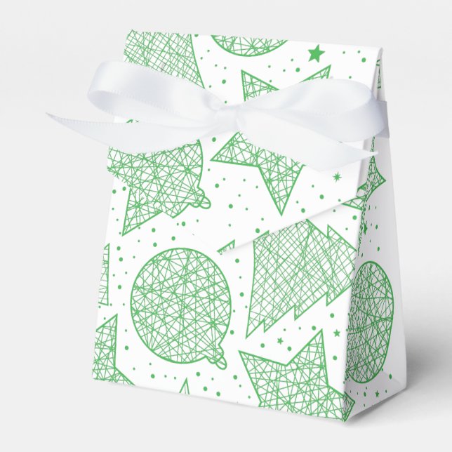 Green and White Christmas Pattern Gift Box (Front Side)