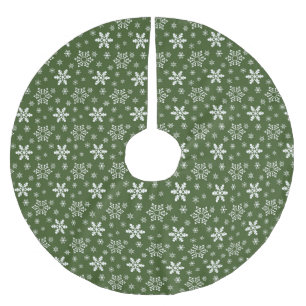 GREEN AND WHITE CHRISTMAS SNOWFLAKE PATTERNS BRUSHED POLYESTER TREE SKIRT
