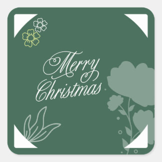 Green and White Christmas Sticker