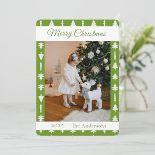 Green and White Christmas Tree Photo Holiday Card