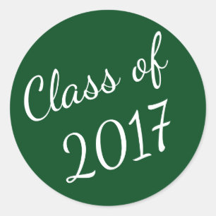 Green and White Class of 2017 Graduation Stickers