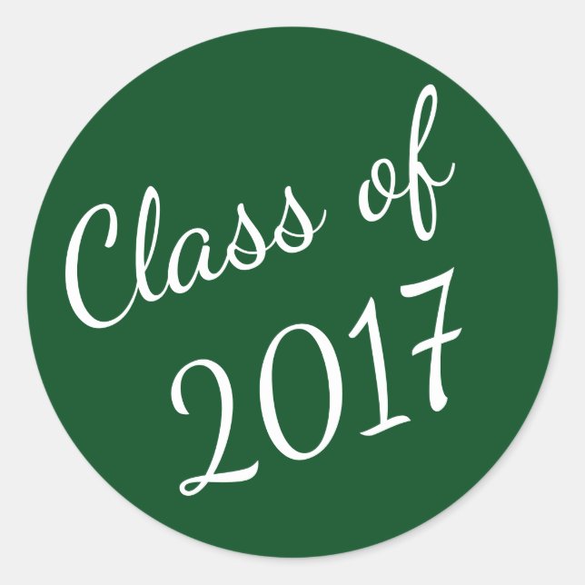 Green and White Class of 2017 Graduation Stickers (Front)