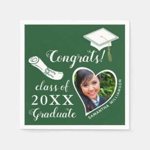 Green and White Class of 2023 Congrats Graduation Napkin