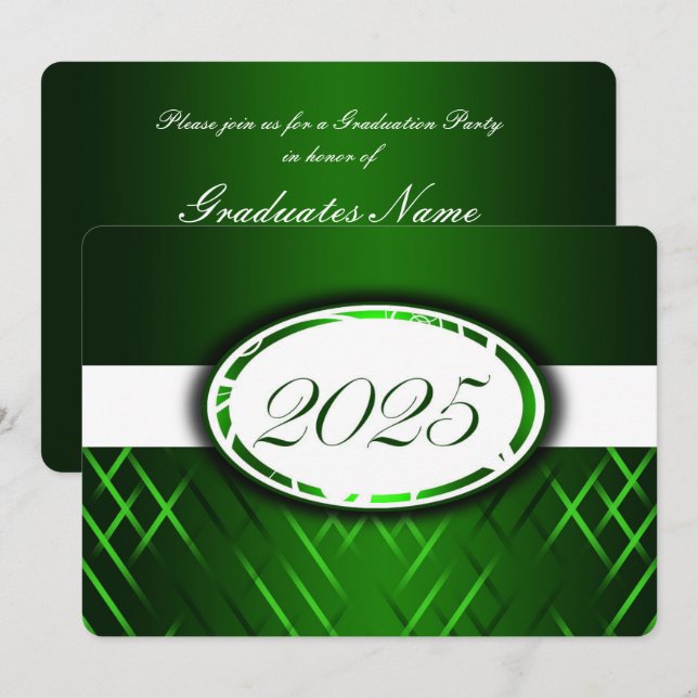 Green and White Class of 2025 Party Invitation (Front/Back)