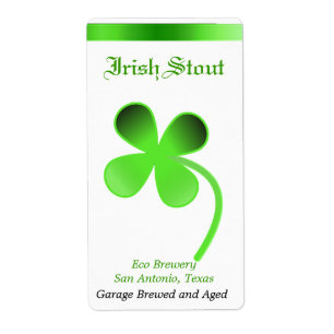 Green and White Clover Home Made Beer Labels