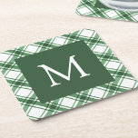 Green and White Coaster<br><div class="desc">Green and White Coaster. Transform your holiday season with our exquisite Monogrammed Paper Coaster, featuring a stunning watercolor green and white buffalo plaid pattern. Personalise your holiday entertaining with these elegant coasters, adding a touch of timeless charm and festive elegance. Dive into a world of festive sophistication and elevate your...</div>