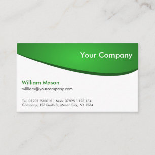 Green and White Curved, Professional Business Card