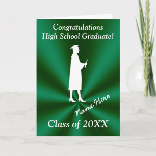 Green and White Customisable Graduation Cards