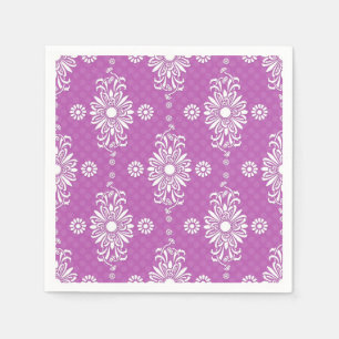 Green and White Daisy Floral Pattern Paper Napkins